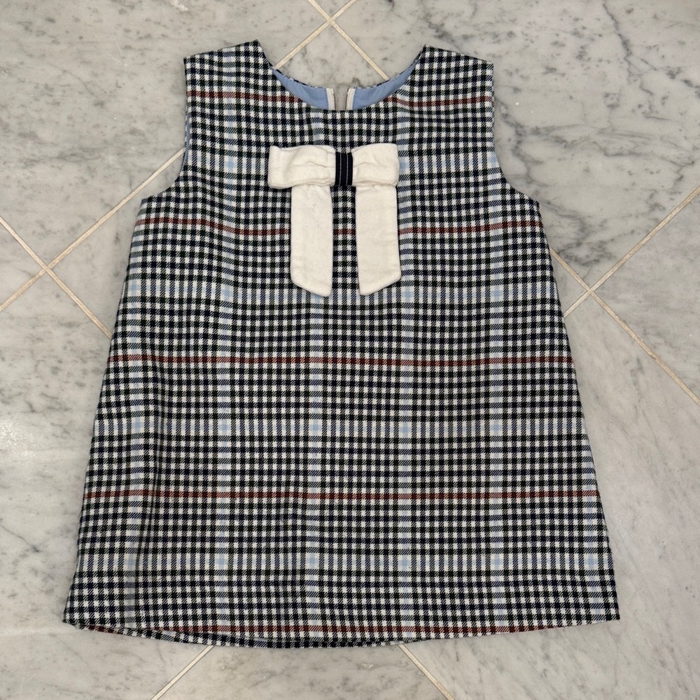 TBBC Beaufort Bonnet plaid navy bow dress 3T girl
